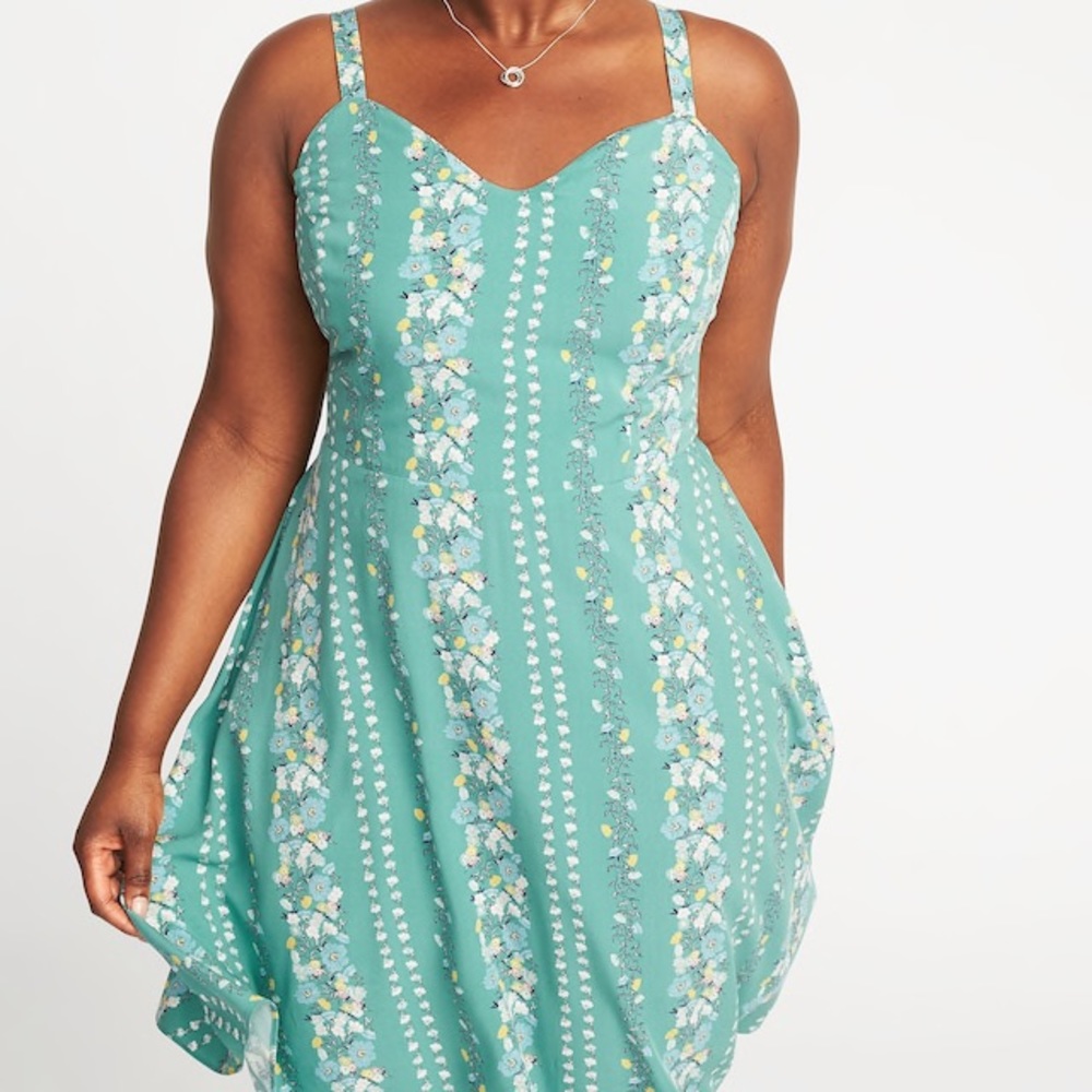PLUS: Fit & Flare Printed Cami Dress